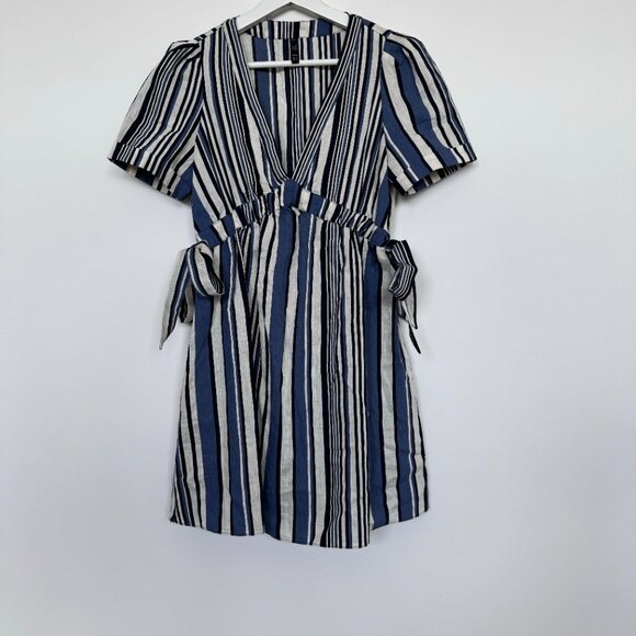 Zara Summer Linen Dress Flowy with Line details and bows on both sides - Picture 5 of 8